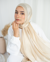 Three Lines Chiffon Scarf - Beige